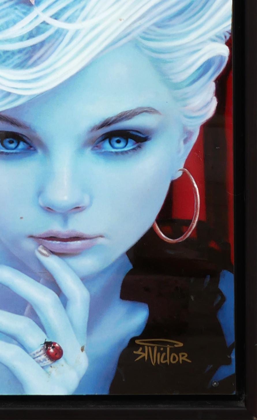 „Christina die erstaunliche“ Metallausgabe Blauer-farbener figurativer Druck auf Metall im Angebot 3