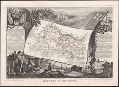 Bouches de Rhone, France. Antique map of French department, 1856