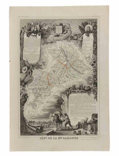 Département de la Garonne - Etching by Victor Levasseur - 1847