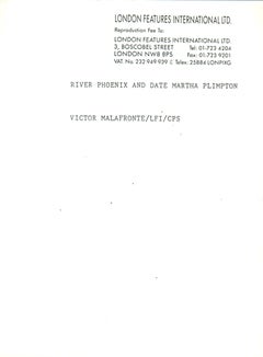 River Phoenix with Date Martha Plimpton Vintage Original Photograph