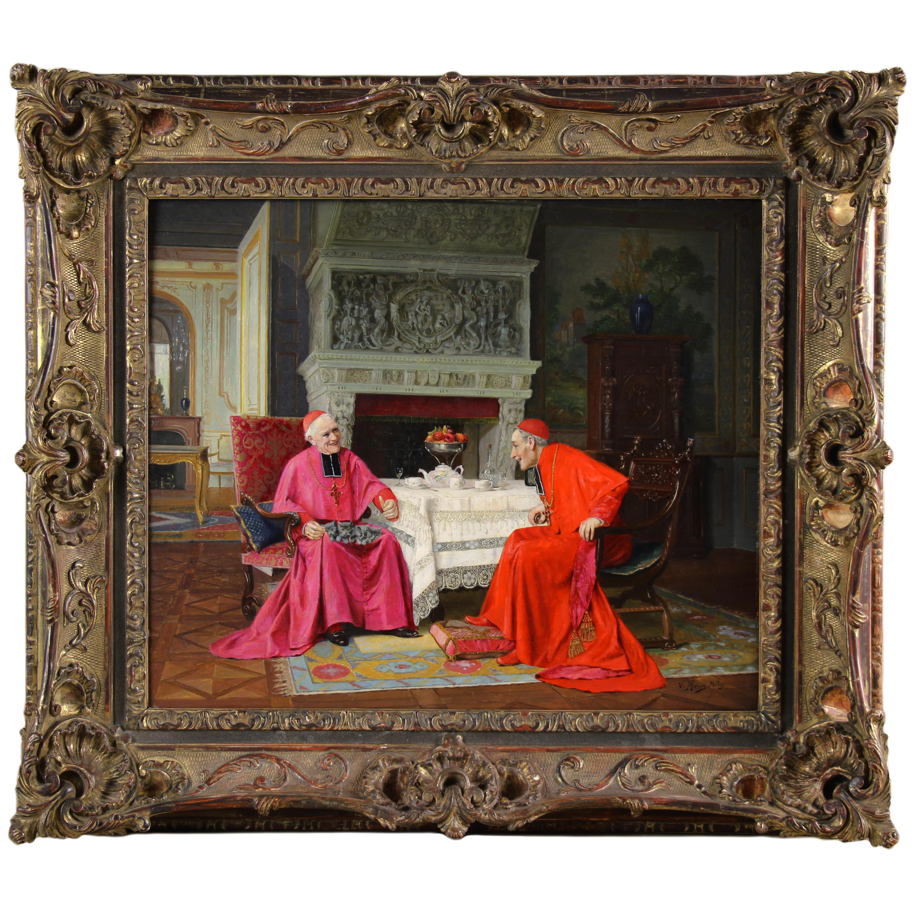 I preferiti del cardinale Quadro a olio su tavola di Victor Marais-Milton
Firmato in basso a destra

Pittore di genere, nato nel 1872 - morto nel 1948
Victor Marais-Milton è nato a Puteaux, situata a ovest di Parigi sulla Senna. 
All'inizio della