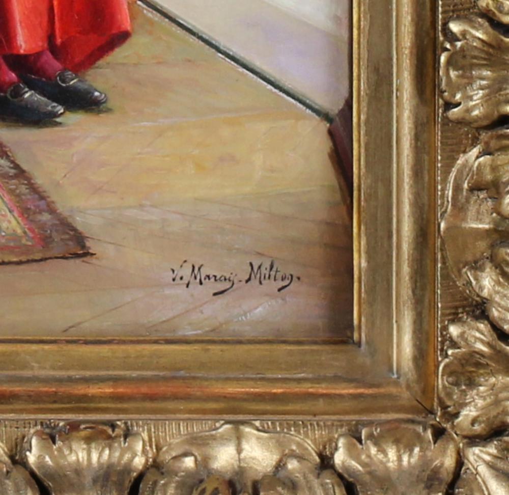 Il pisolino del cardinale Pittura a olio su tavola di Victor Marais-Milton 3