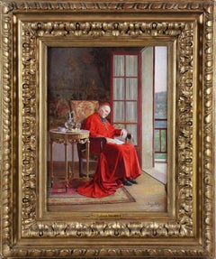 Il pisolino del cardinale Pittura a olio su tavola di Victor Marais-Milton