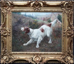 Portrait of a Dog in a Landscape - French Edwardian art oil painting