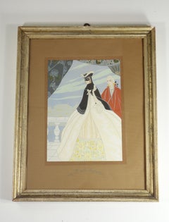 Victor Max Ninon 1920 Art Deco Venice Carneval Pochoir Set of 2