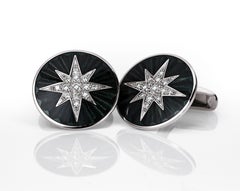 Victor Mayer Gemelli in oro bianco 18k Smalto vitreo 26 Diamanti 0, 40 ct G VS