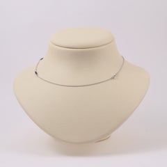 Victor Mayer 18k White Gold Chain Necklace with Four Blue Vitreous Enamel Links