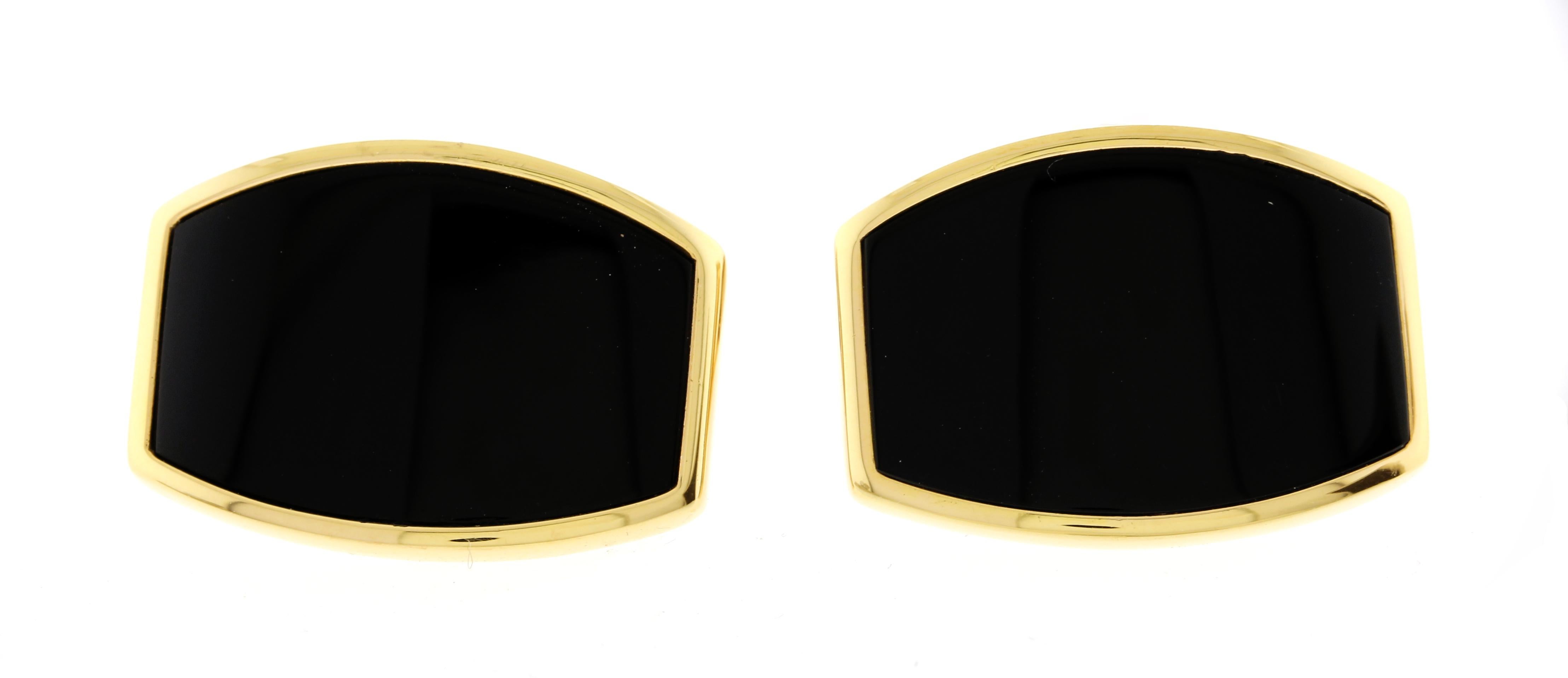 Victor Mayer 18kt Rose Gold and Black Onyx Cufflinks In New Condition For Sale In Bethesda, MD
