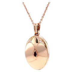 Victor Mayer Art Nouveau Locket 18k Rose Gold  Pink Tourmaline Diamonds 0.04 ct