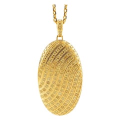 Customizable Oval Locket Pendant 18k Yellow Gold 155 Diamonds 1.76 ct 34 x 20 mm