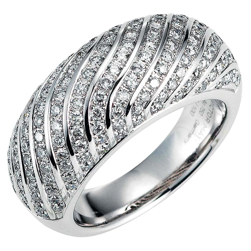 Victor Mayer Calima Ring 18k White Gold with 162 Diamonds For Sale