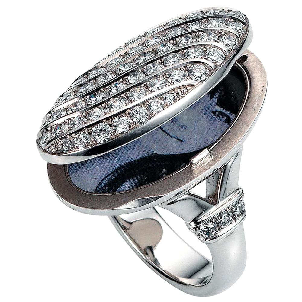 Victor Mayer Calima Ring 18k White Gold with 68 Diamonds For Sale