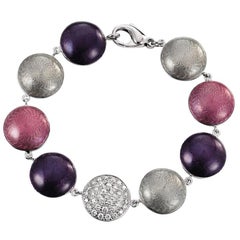 Victor Mayer Candy Bracelet 18k White Gold 37 Diamonds 1.24 ct Purple Enamel