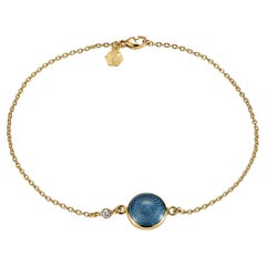 Victor Mayer: Victor Mayer, Candy-Armband, 18 Karat Gelbgold, Diamant, blaue Emaille, 1 Diamant