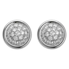 Clous d'oreilles ronds en or blanc 18 carats avec 38 diamants de 0,78 carat, diamètre 11,6 mm