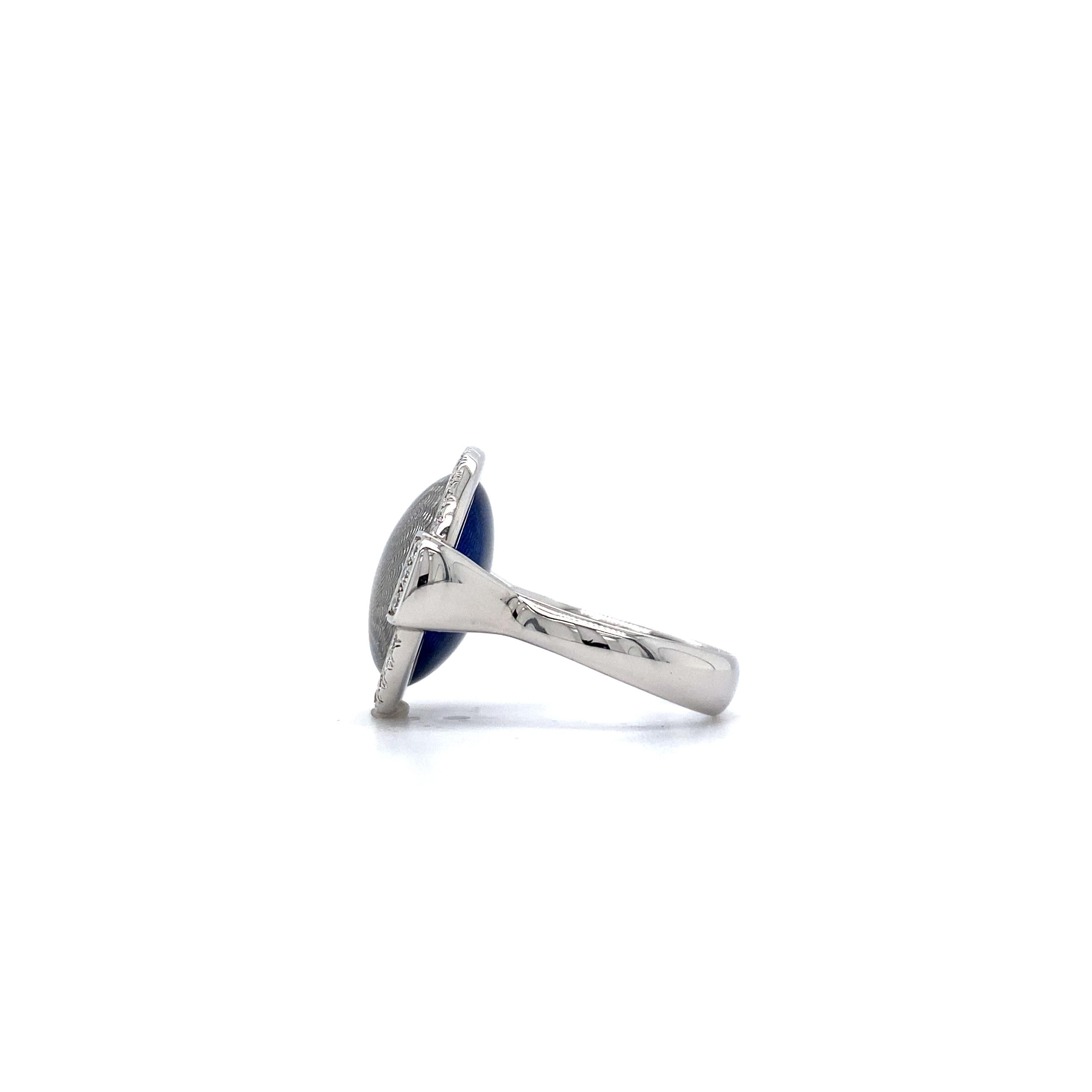 Victor Mayer Ring Candy Silver Blue Enamel 18k White Gold 78 Diamonds 0.47 ct For Sale 2