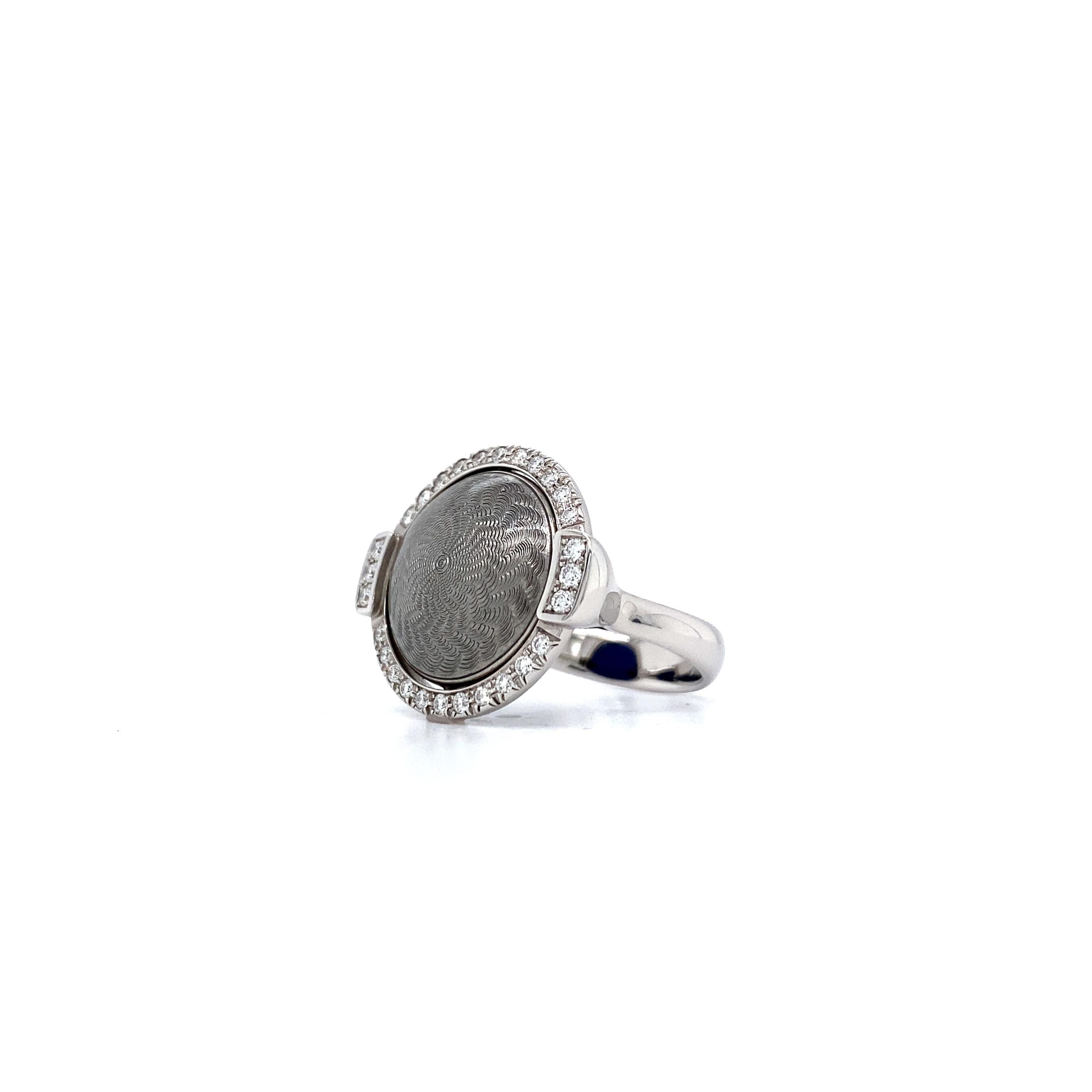 Anello Victor Mayer Argento Candy Smalto Blu Oro Bianco 18k 78 Diamanti 0,47 carati in vendita 5