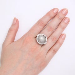 Victor Mayer Ring Candy Silver Blue Enamel 18k White Gold 78 Diamonds 0.47 ct