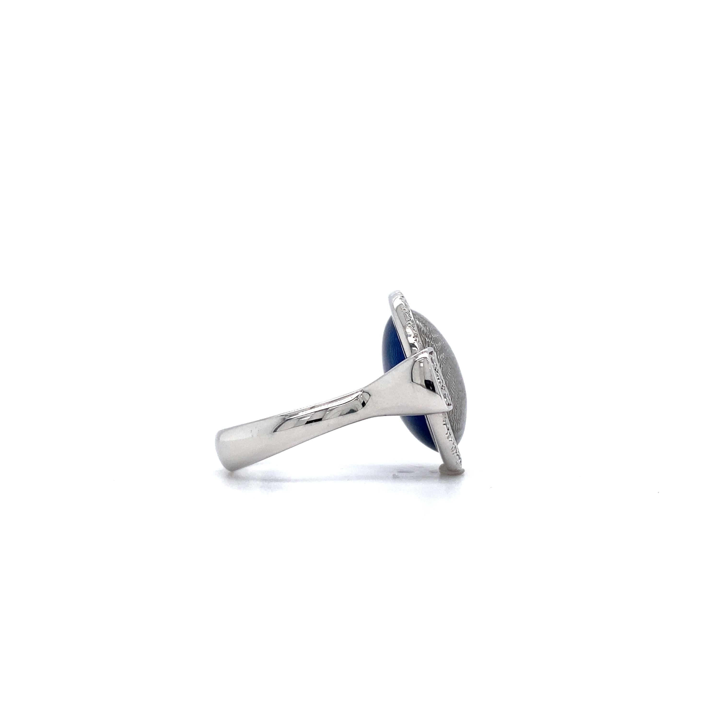 Victor Mayer Ring Candy Silver Blue Enamel 18k White Gold 78 Diamonds 0.47 ct In New Condition For Sale In Pforzheim, DE