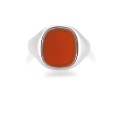 Victor Mayer Carnelian Signet Ring, Cushion Shape, Intaglio Seal Ring, Silver