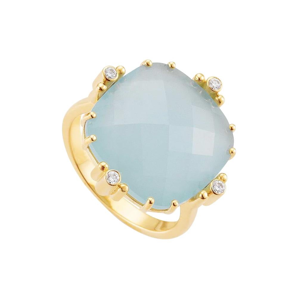 Victor Mayer Celeste Ring, 18k GG, Aquamarine, Diamonds 0, 08 Ct For Sale