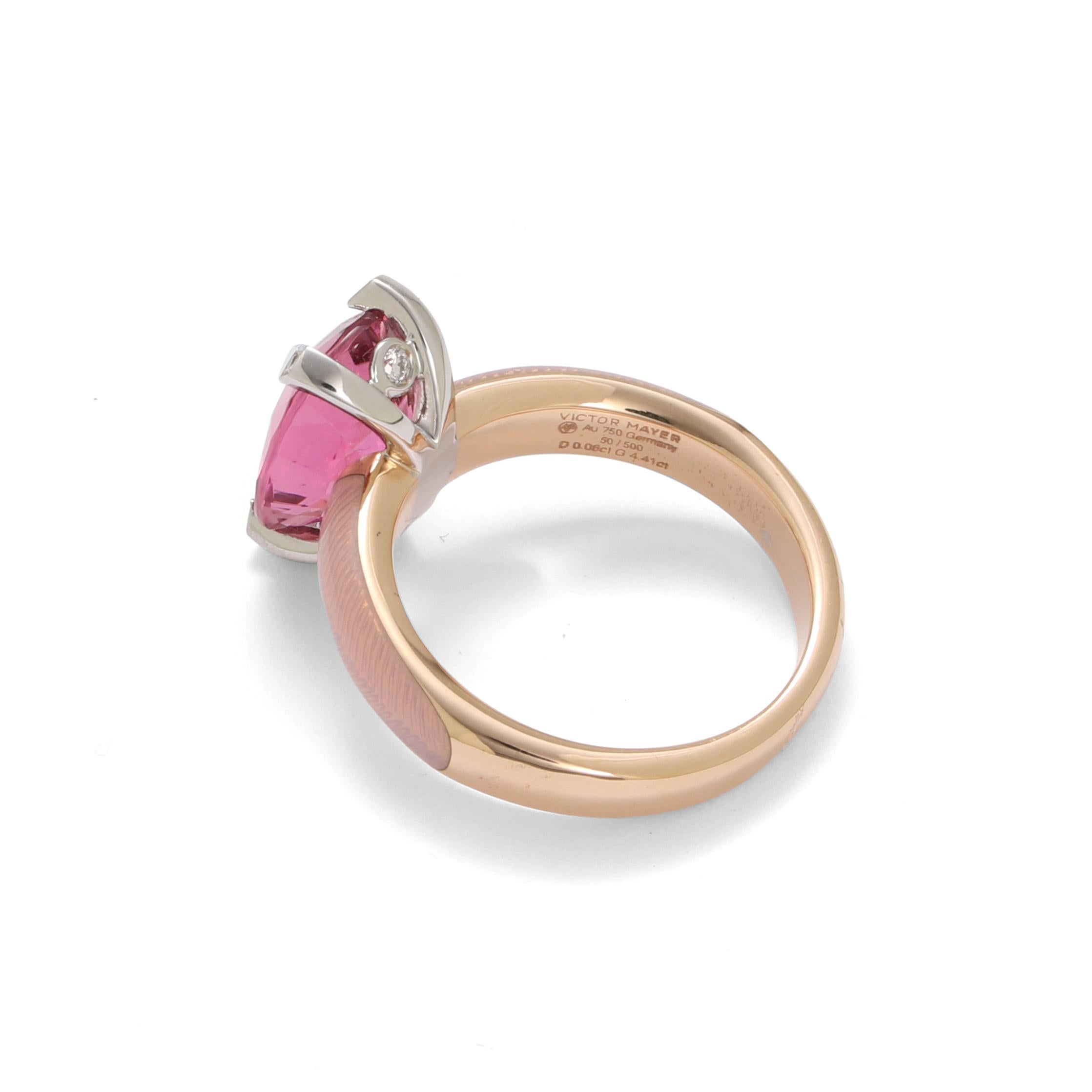 Oval Cut Victor Mayer Cocktail Enamel Ring 18k Rose Gold/White Gold with Diamonds For Sale