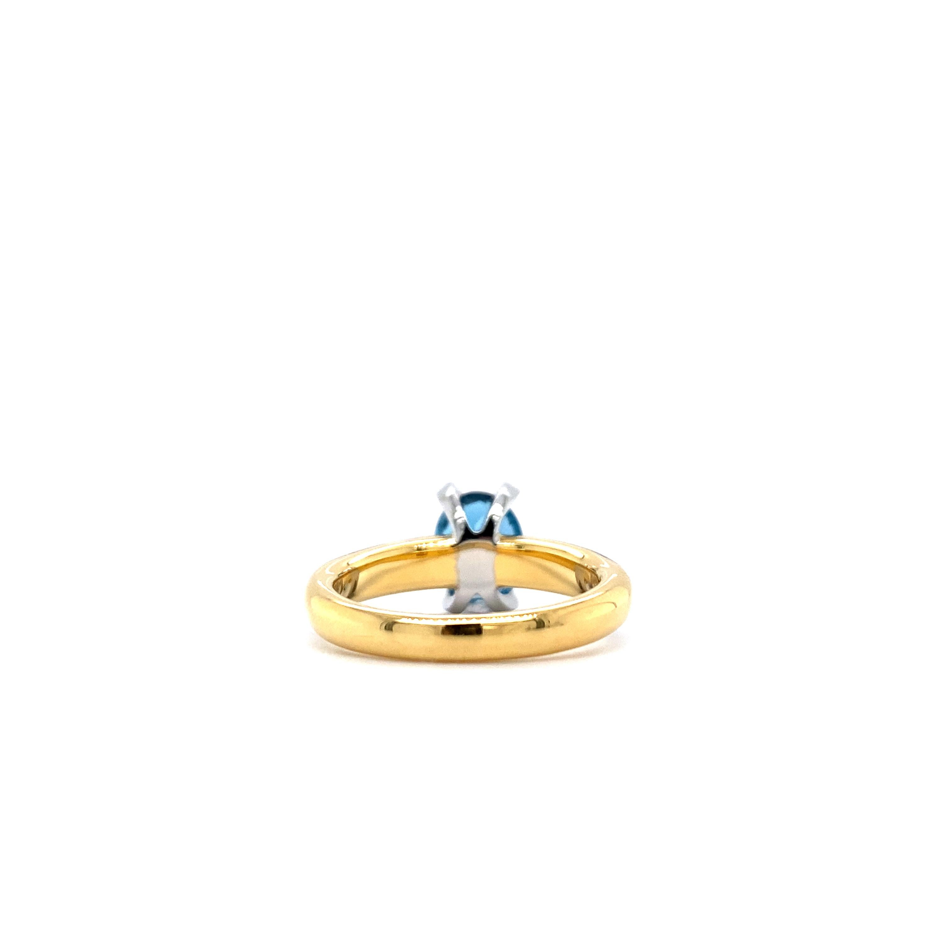 Brilliant Cut Cocktail Ring Petrol Enamel  18k Yellow /White Gold with 4 Diamonds blue topaz  For Sale