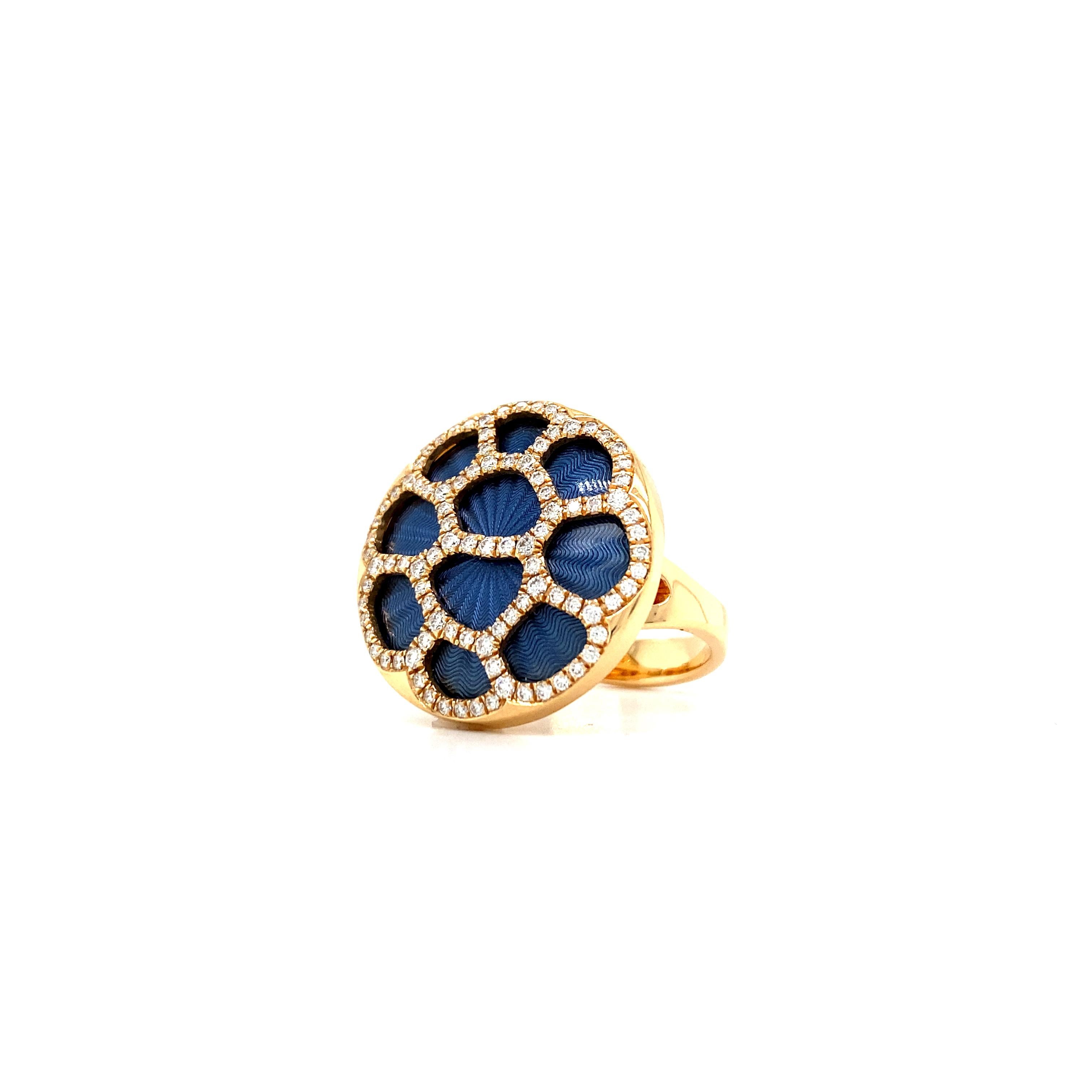 Victor Mayer Constance Light Blue Enamel Ring 18k Rose Gold with Diamonds For Sale 8