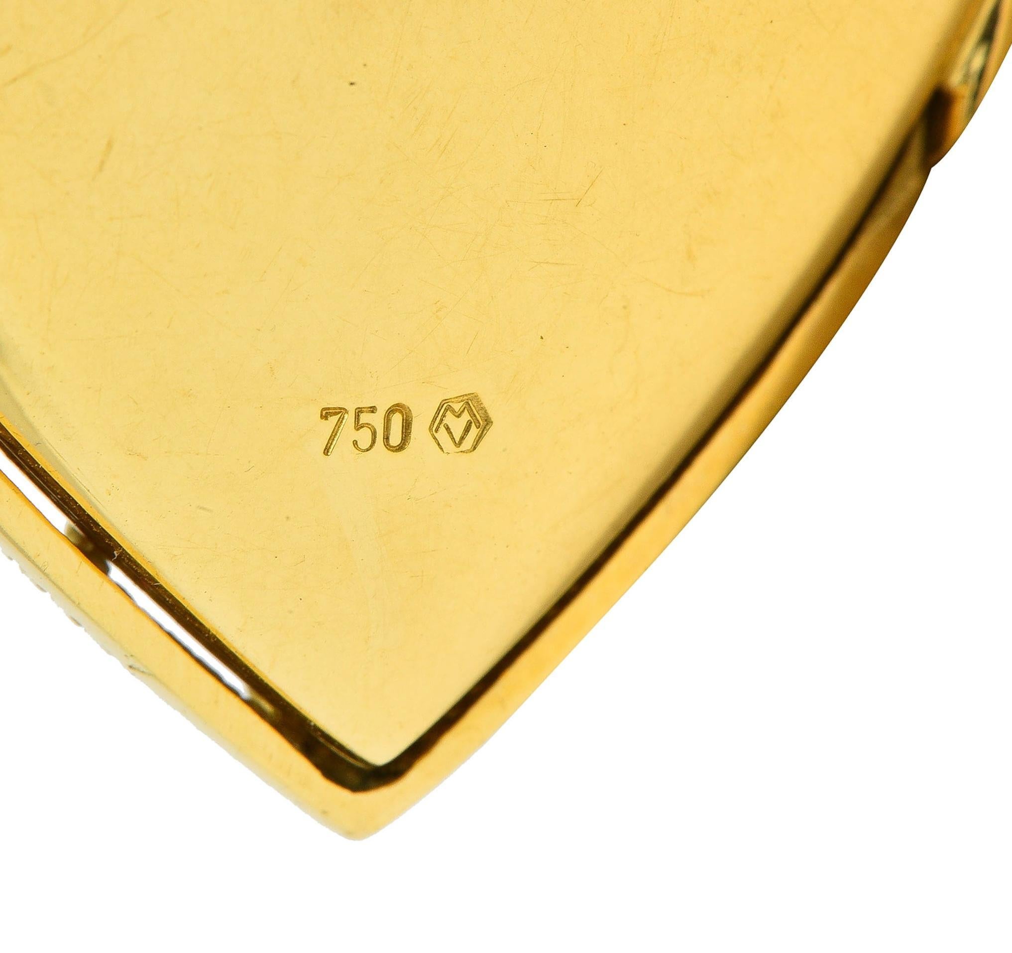 Victor Mayer Diamond Enamel 18 Karat Yellow Gold Vintage Heart Locket Pendant For Sale 1