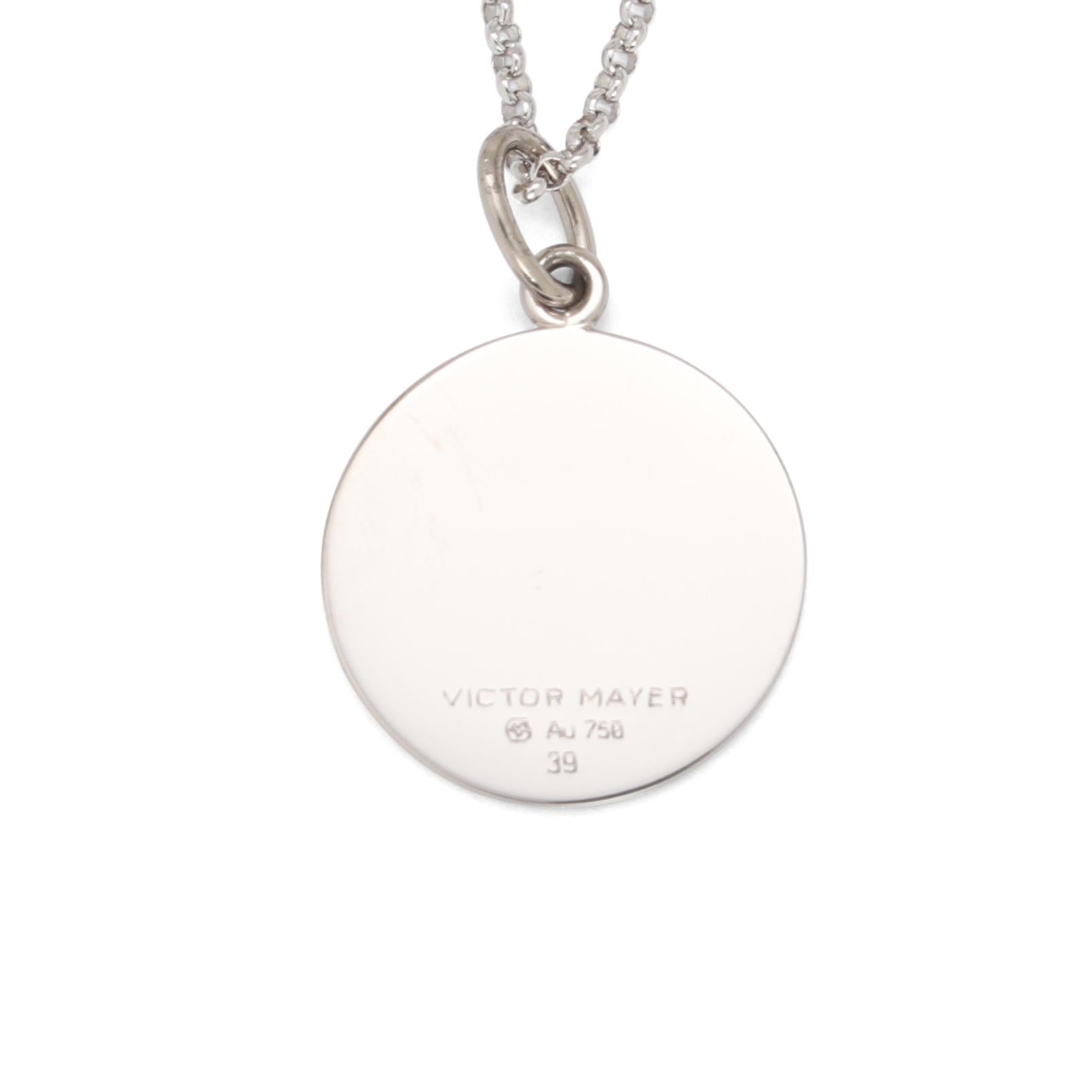 Round Disk Pendant 18k White Gold Silver Vitreous Enamel Guilloche Gold Paillons For Sale 3