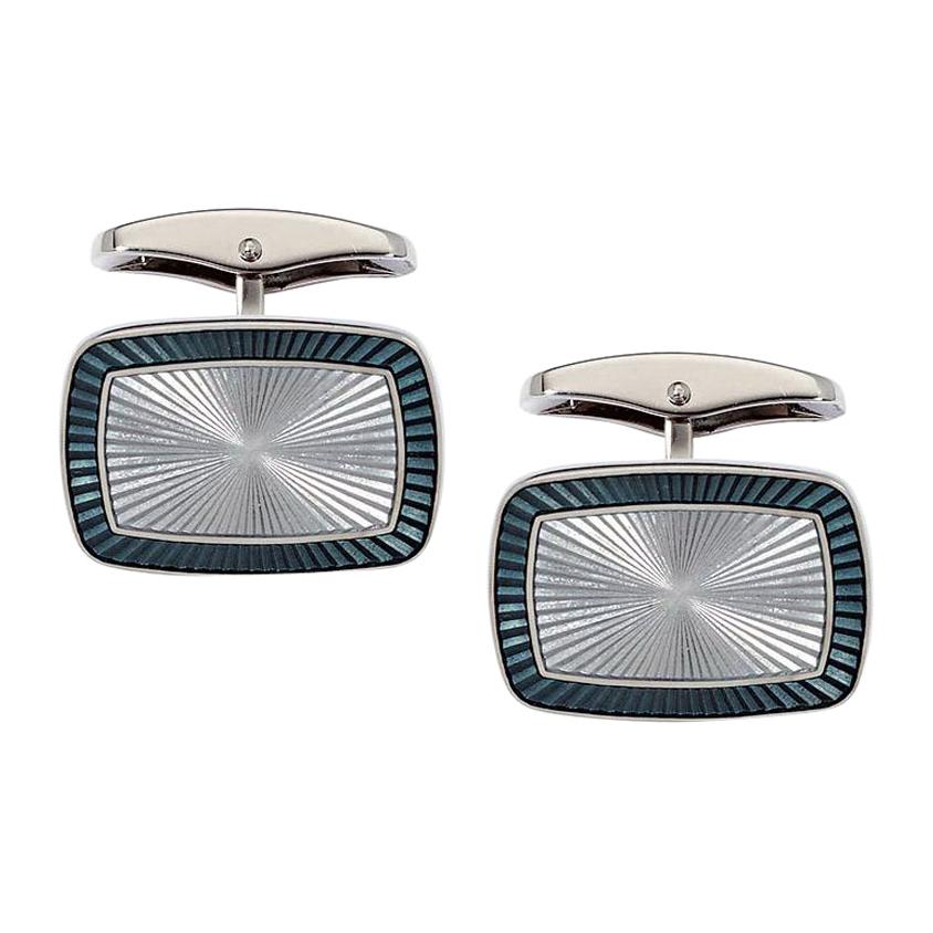 Victor Mayer Dorian Cufflinks In 18k White Gold With Silver And Grey Enamel For Sale