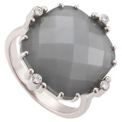 Victor Mayer Celeste Ring, 18k White Gold, Moonstone, Diamonds 0, 08 Ct