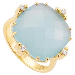 Victor Mayer Celeste Ring, 18k GG, Aquamarine, Diamonds 0, 08 Ct