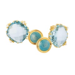 Victor Mayer Ear Jewellery, 18k GG, Vitreous Enamel, Light Aquamarine, Diamonds