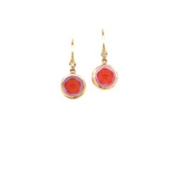 Victor Mayer Earrings Darcy & Elizabeth Carnelian 18k Yellow Gold 2 Diamonds