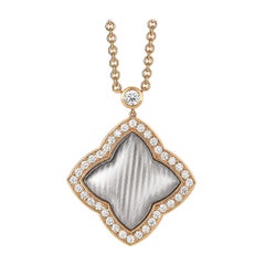 Quatrefoil Collier 18k Rose Gold White Gold 37 Diamonds 1.33 ct Diameter 38.6 mm