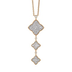 Collier Quatrefoil en or rose 18 carats et or blanc 144 diamants de 2,34 carats de hauteur 79,5 mm