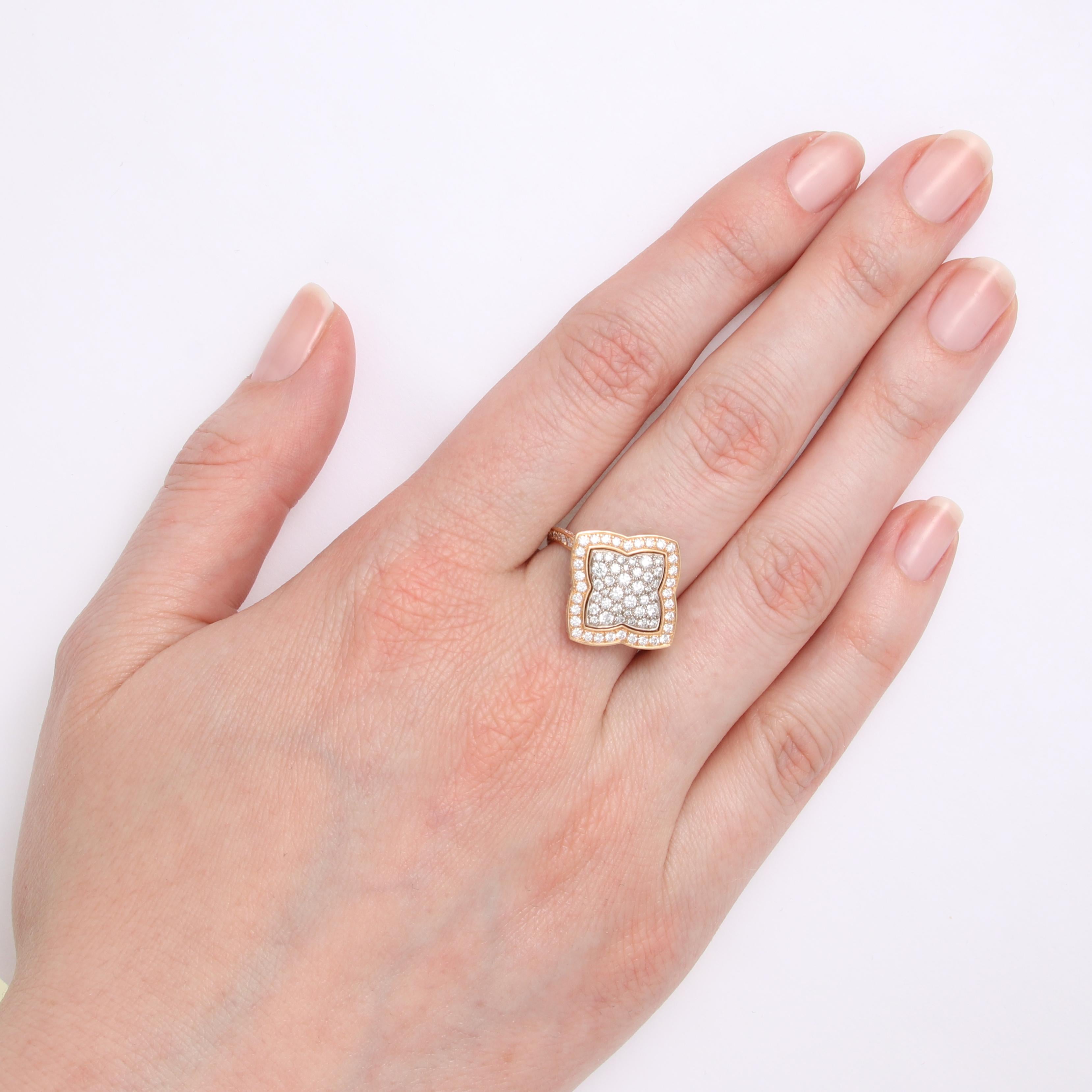 Victor Mayer Eloise Ring in 18k Rose Gold/White Gold with 141 Diamonds

Ring Eloise, 18k RG/WG, 141 diamonds total 1.63 ct, G VS
Reference: V1666/00/00/00/10C
Material: 18k rose gold / white gold
Diamonds: 141 diamonds, together 1.63 ct
Dimensions: