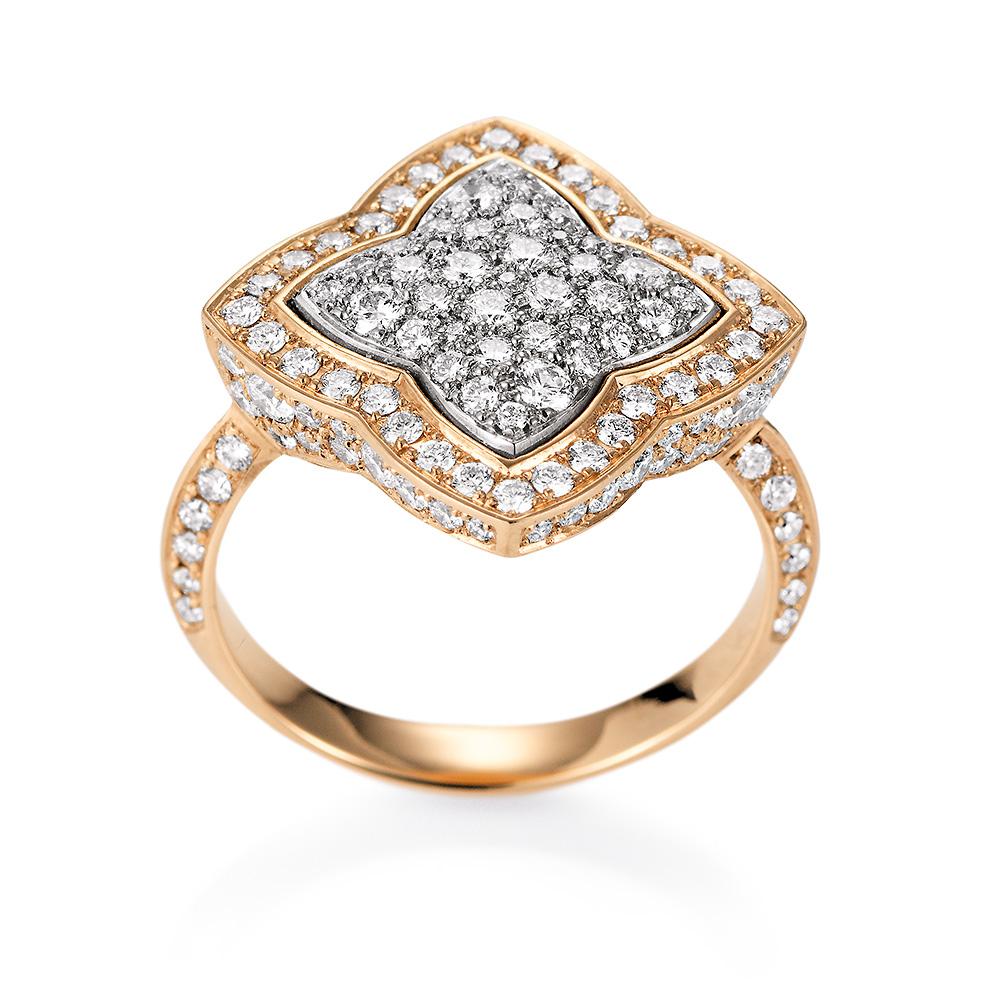 Gothic Revival Victor Mayer Eloise Ring 18k Rose Gold/White Gold with 141 Diamonds For Sale