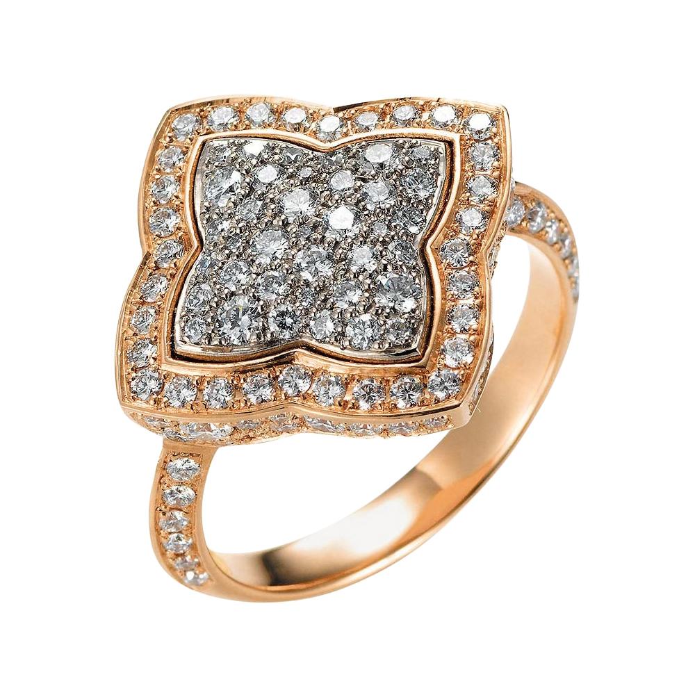 Victor Mayer Eloise Ring 18k Rose Gold/White Gold with 141 Diamonds For Sale