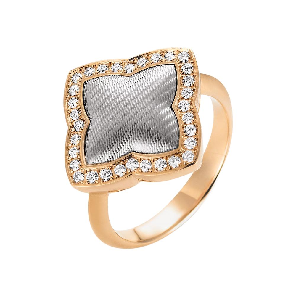 Victor Mayer Eloise Ring in 18 K Rose Gold/White Gold with Diamonds For Sale