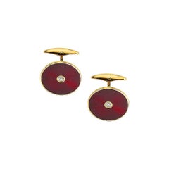 Victor Mayer Enamel Cuff Links 18k YG Vitreous Purple Enamel  Diamonds 0.20 ct