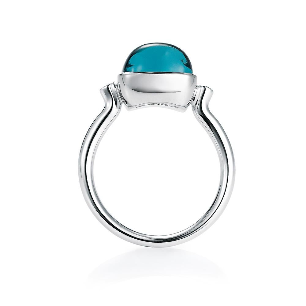 Contemporary Victor Mayer Era Blue Topaz Ring in 18k White Gold with Diamonds For Sale