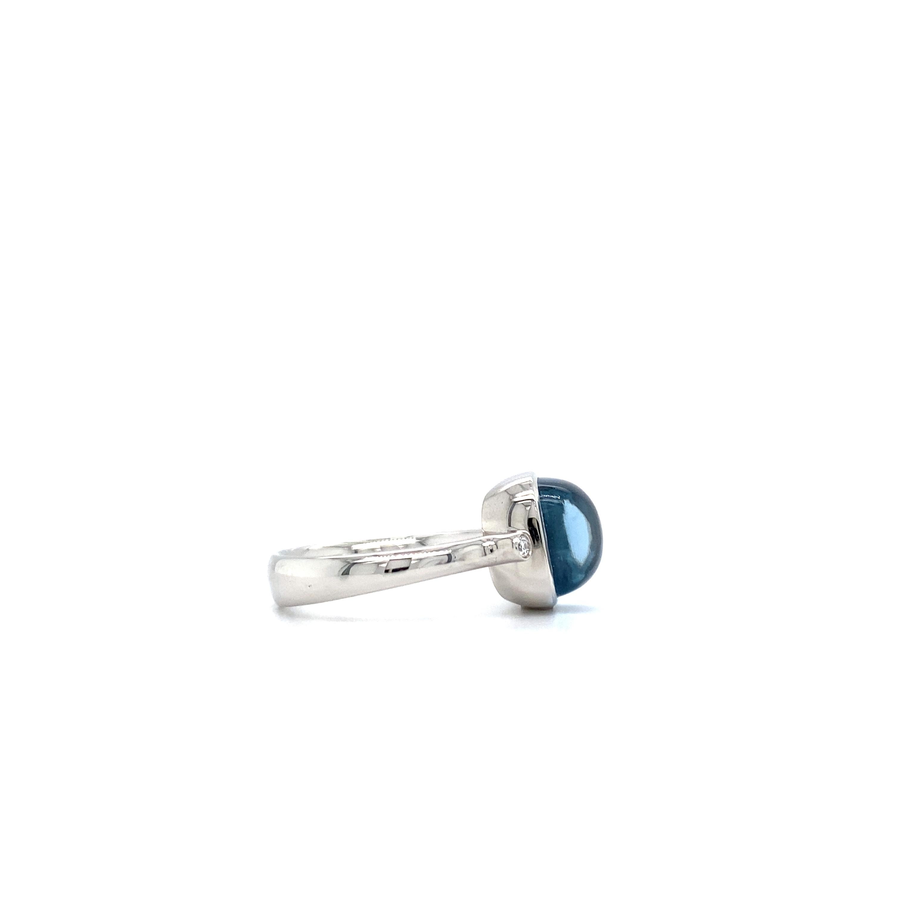 Women's Victor Mayer Era Blue Topaz Ring in 18k White Gold with Diamonds For Sale