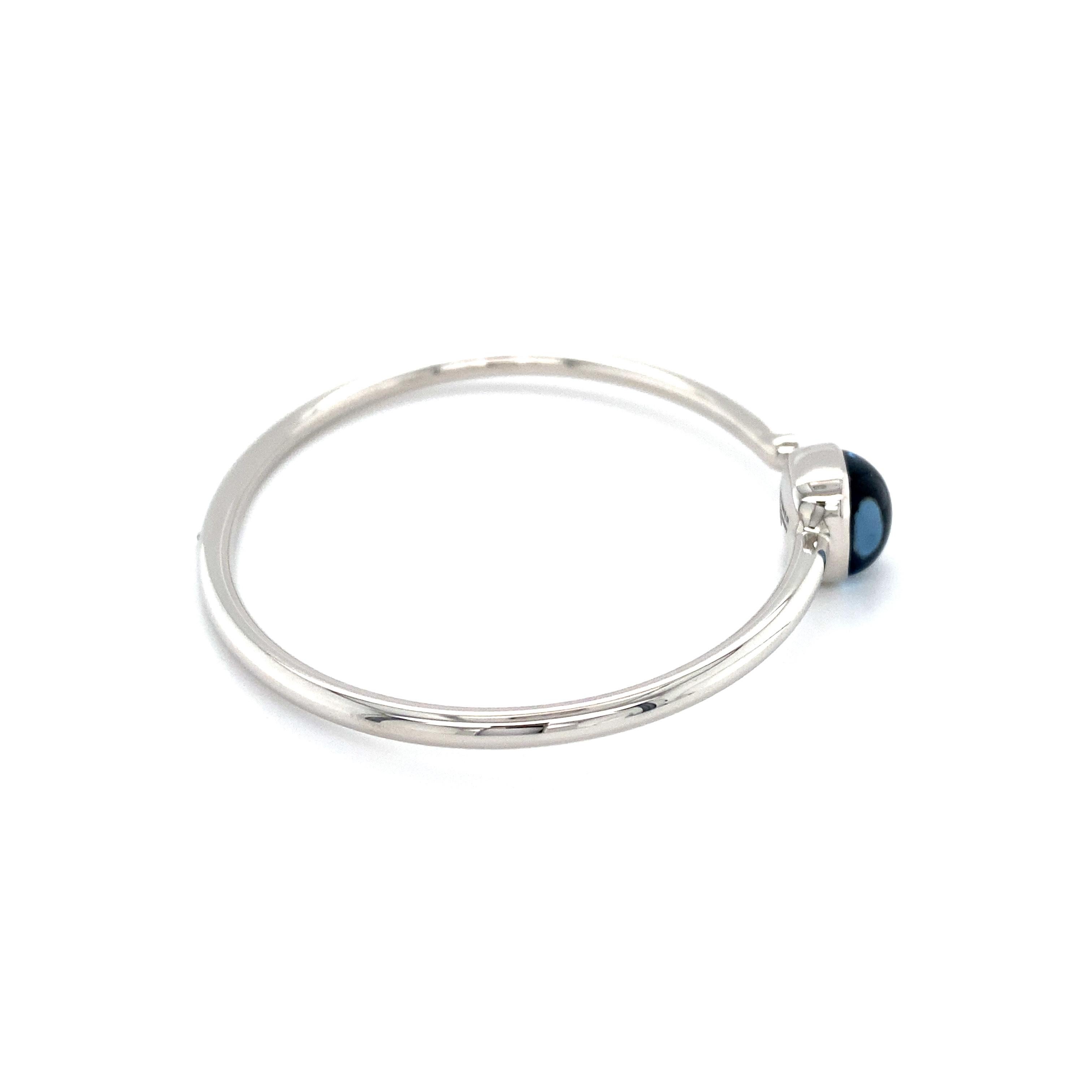 Cabochon Victor Mayer Bracelet Blue Guilloche Topaz And Diamond Flexi 18k White Gold For Sale