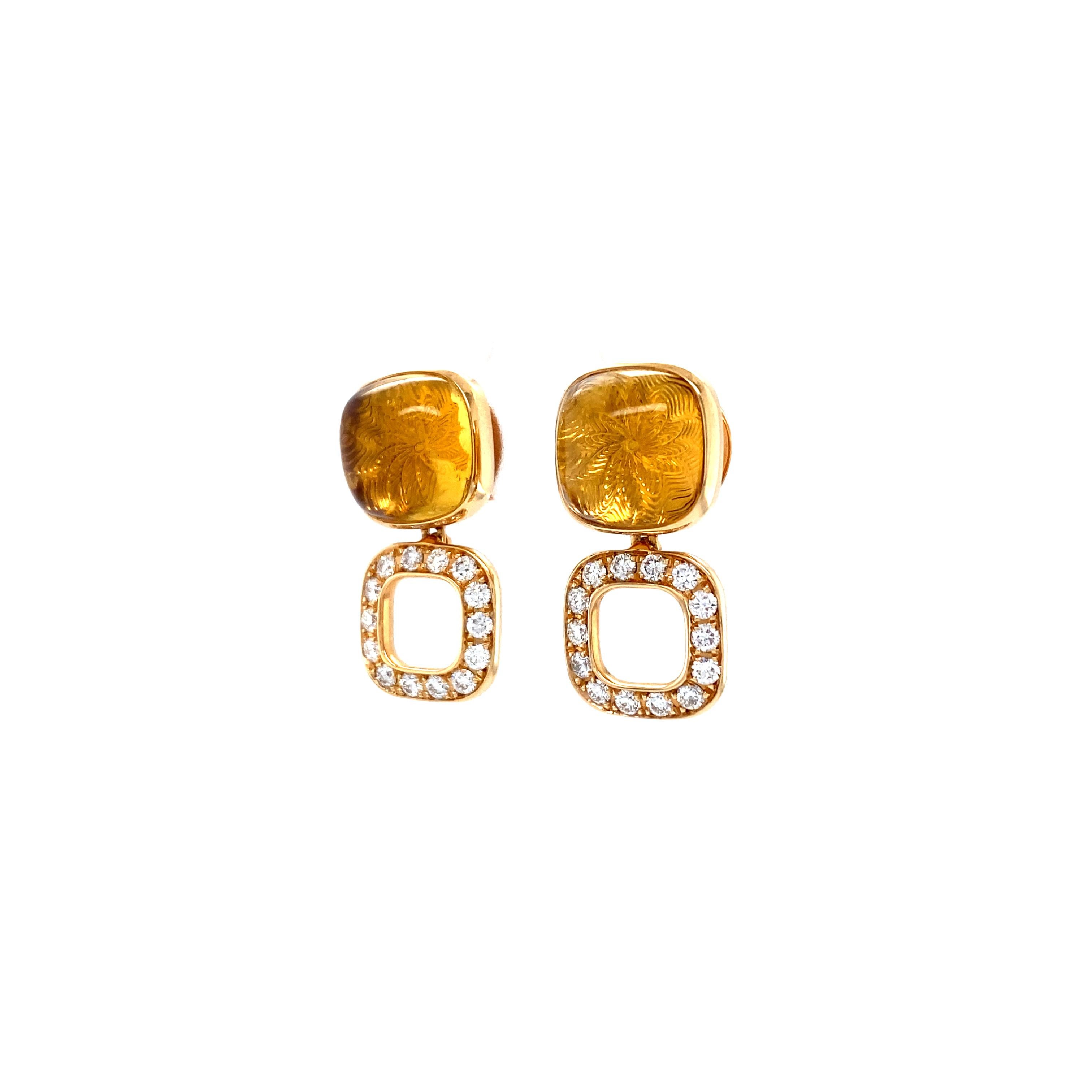Boucles d'oreilles Victor Mayer en or 18 carats, citrine et or rose avec 28 diamants de 0,70 carat en vente 4