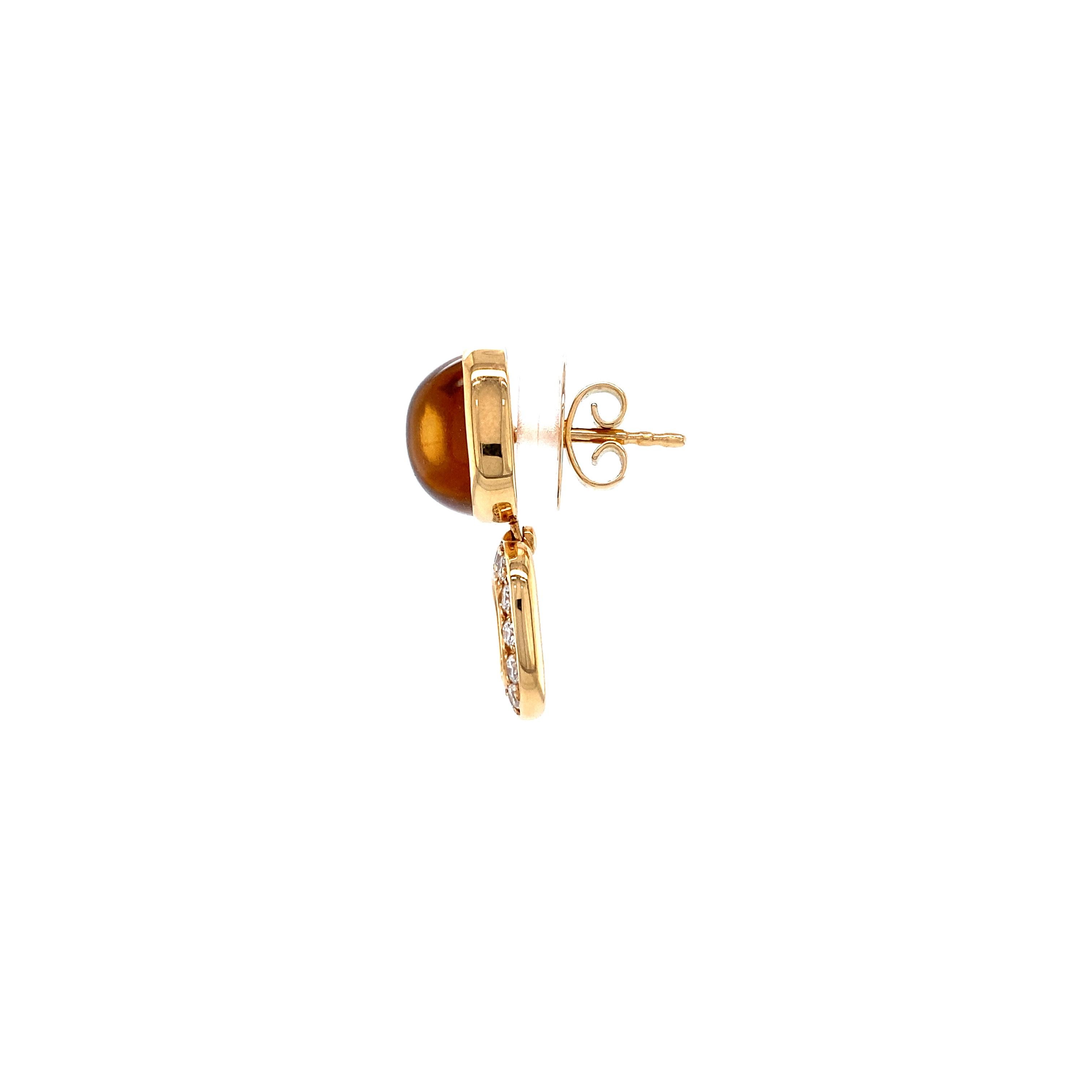 Boucles d'oreilles Victor Mayer en or 18 carats, citrine et or rose avec 28 diamants de 0,70 carat en vente 3
