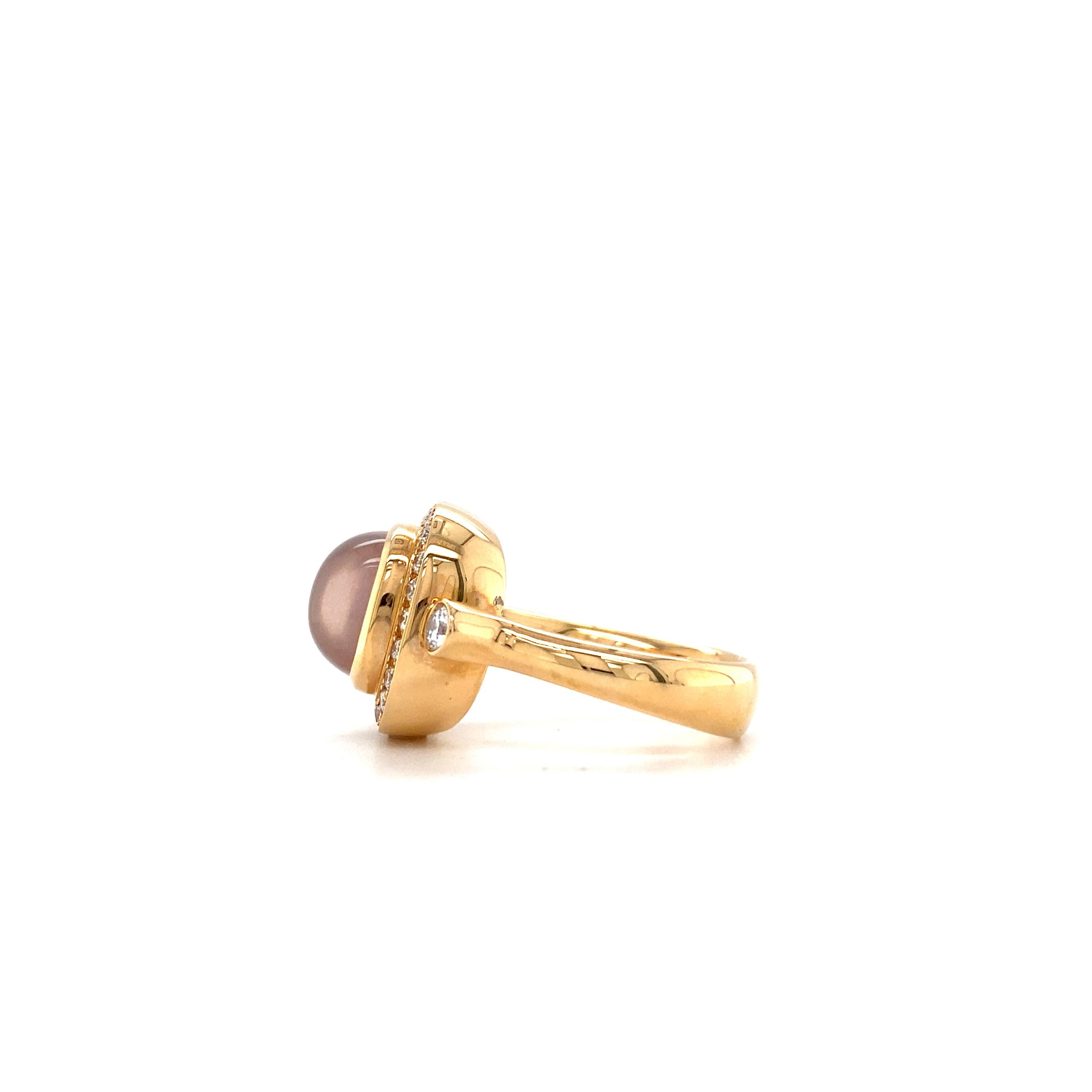 Anello di quarzo rosa Victor Mayer Era in oro rosa 18 carati con 26 diamanti in vendita 2