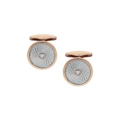 Victor Mayer Cufflinks Globetrotter Round 18k Rose/White Gold 2 Diamonds 0.20 ct