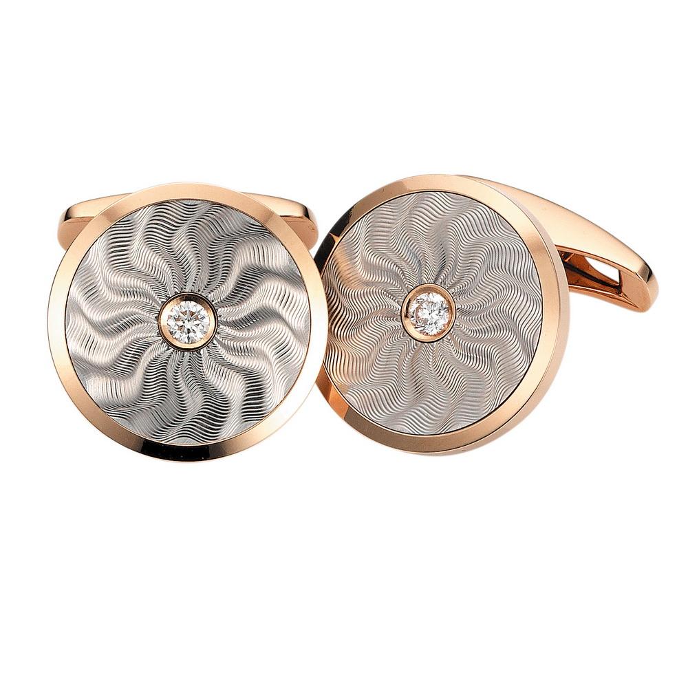 Victor Mayer Globetrotter Round Cufflinks 18k Rose and White Gold with Diamonds

Cuff links, 18k rose and white gold, 2 diamonds total 0.20 ct, G VS
Reference: V1612/00/00/00/10C
Material: 18k rose gold/white gold
Diamonds: 2 diamonds total 0.20 ct,